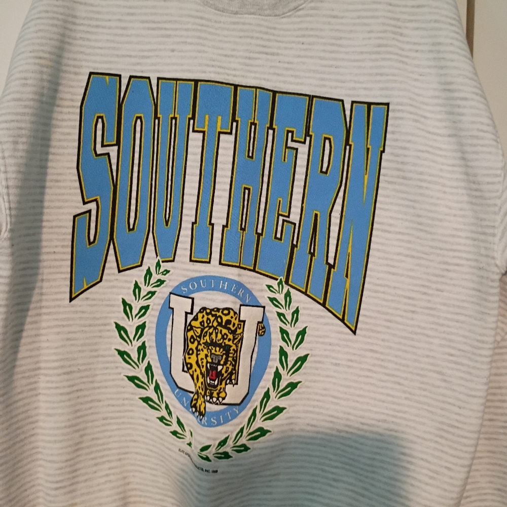 Jerzees Oversized Graphic Gray and Blue Sweatshirt